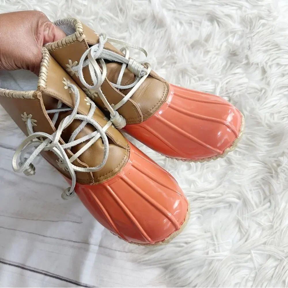 Jack Rogers Chloe Duck Coral Orange Boots Size‎ 8